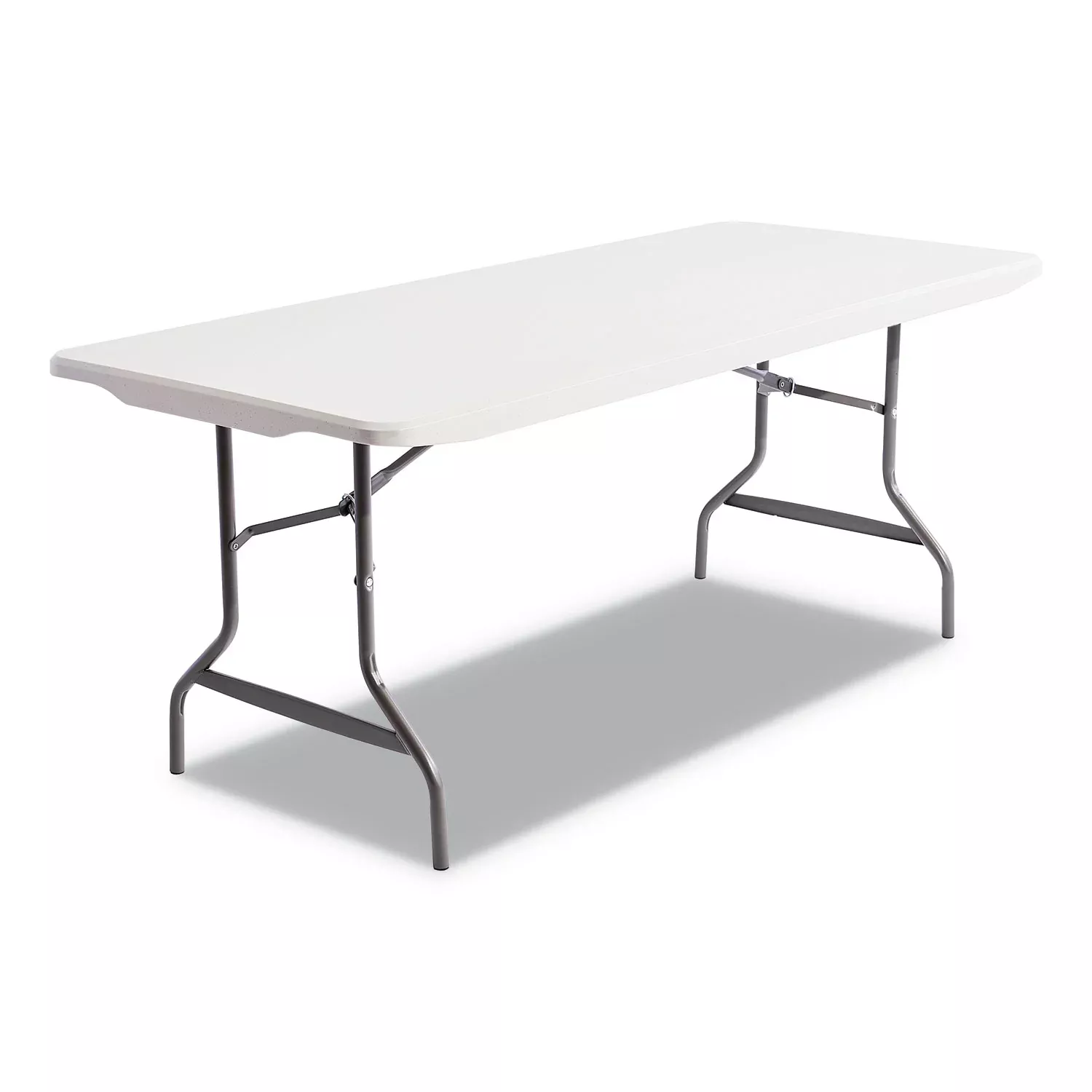 Resin Rectangular Folding Table, Square Edge, 72w X 30d X 29h, Platinum