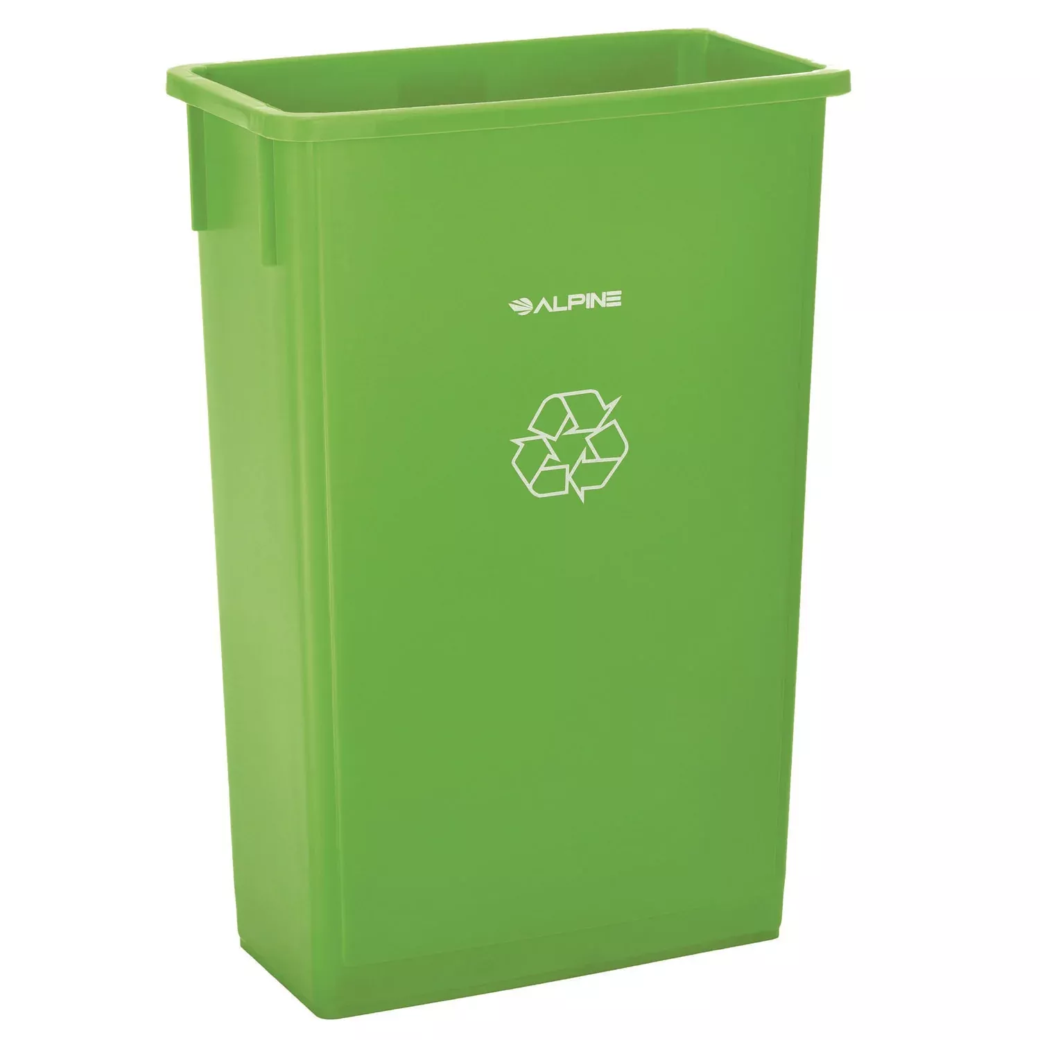 Slim 23 Gallon Recycling Bin, Plastic, Lime Green